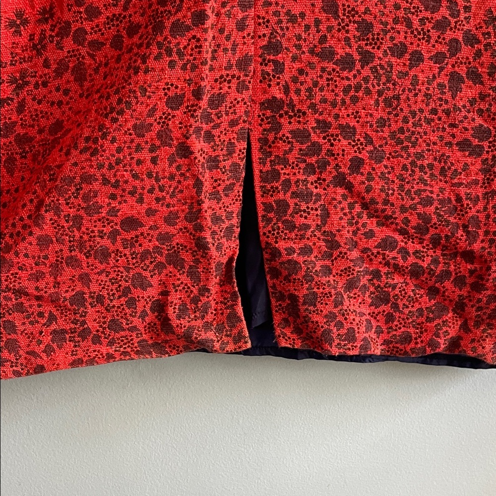Red Patterned Pencil Skirt - Picture 4 of 8